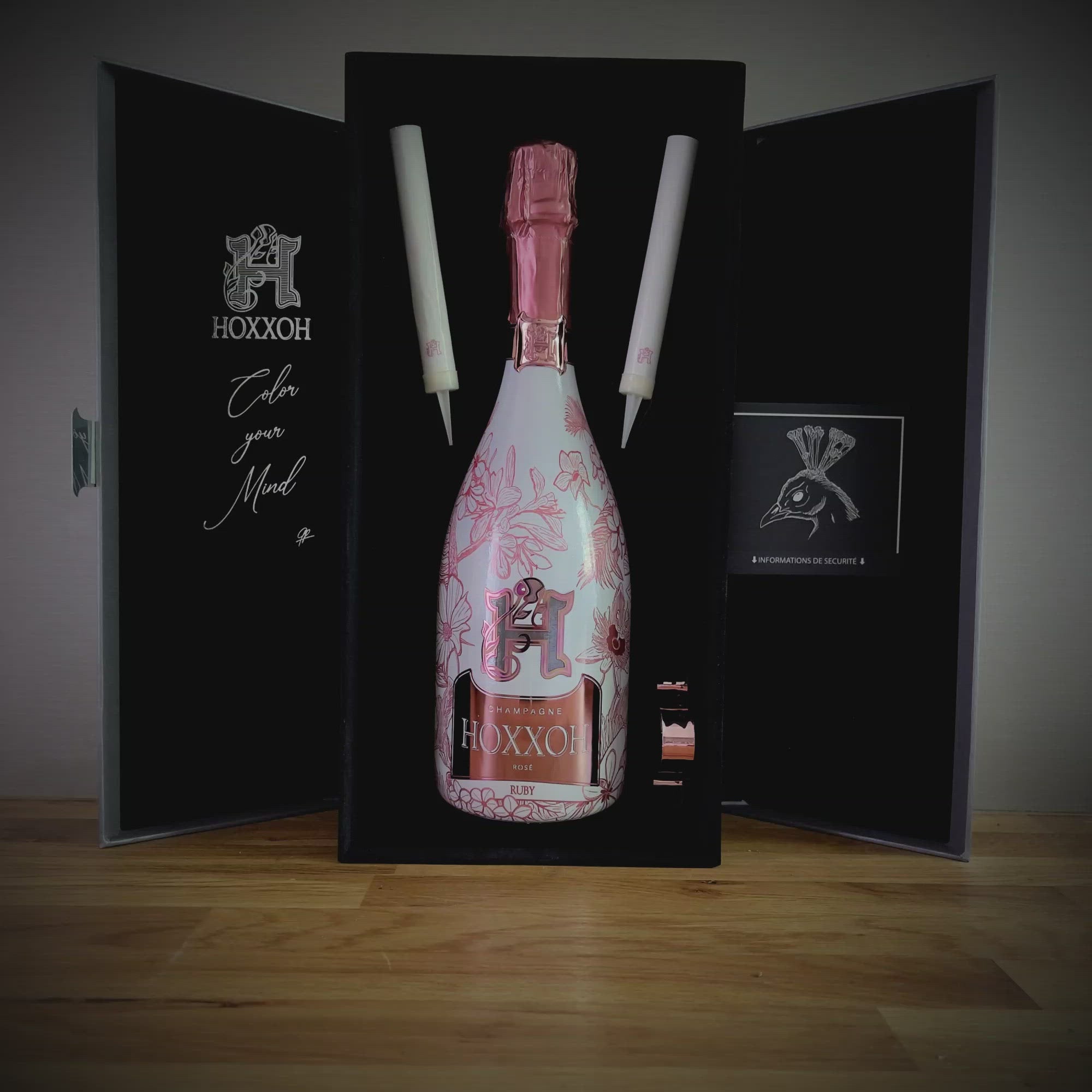 HOXXOH Ruby - 75CL - Luminous champagne bottle