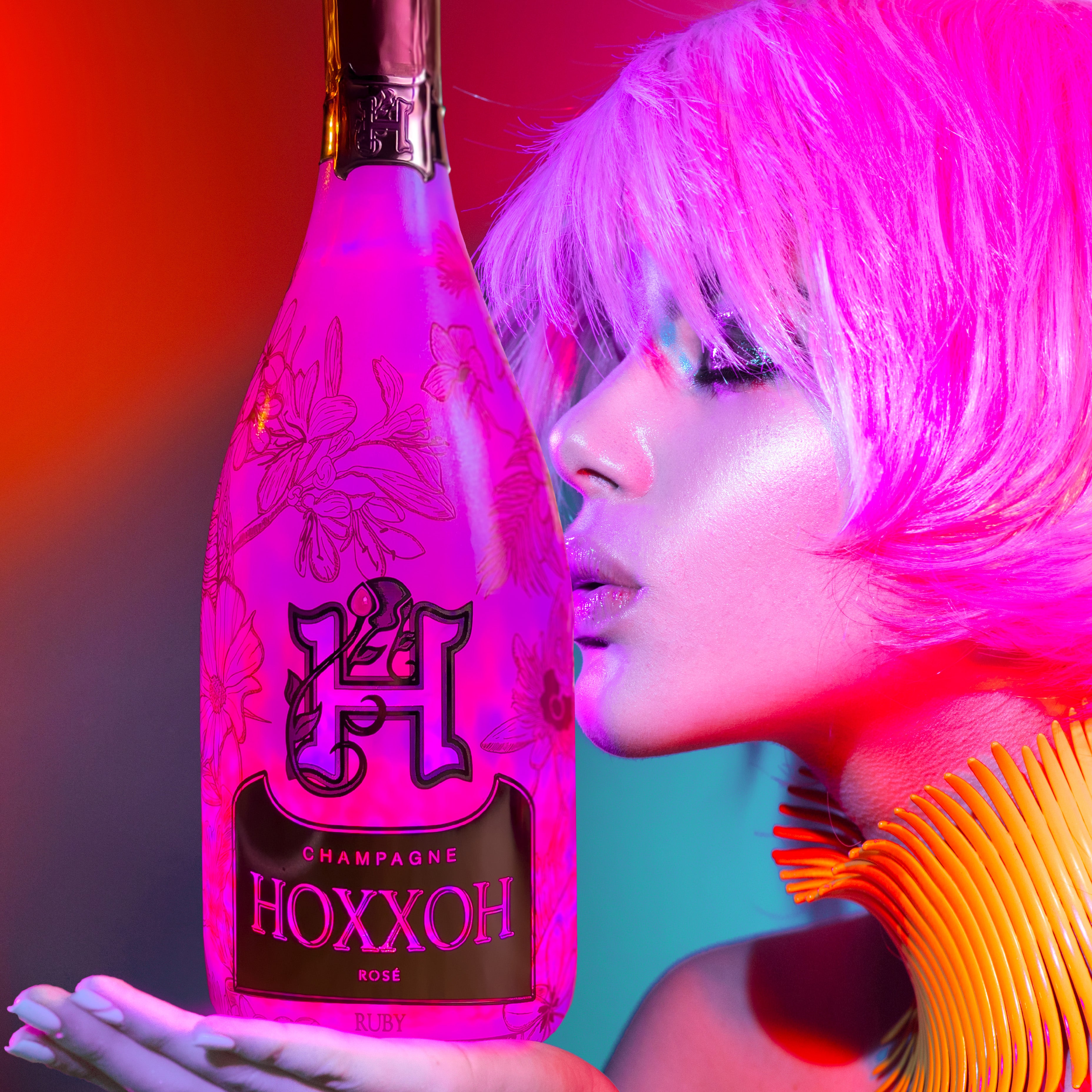 HOXXOH Ruby 75cl – Luminous champagne bottle – photo 11